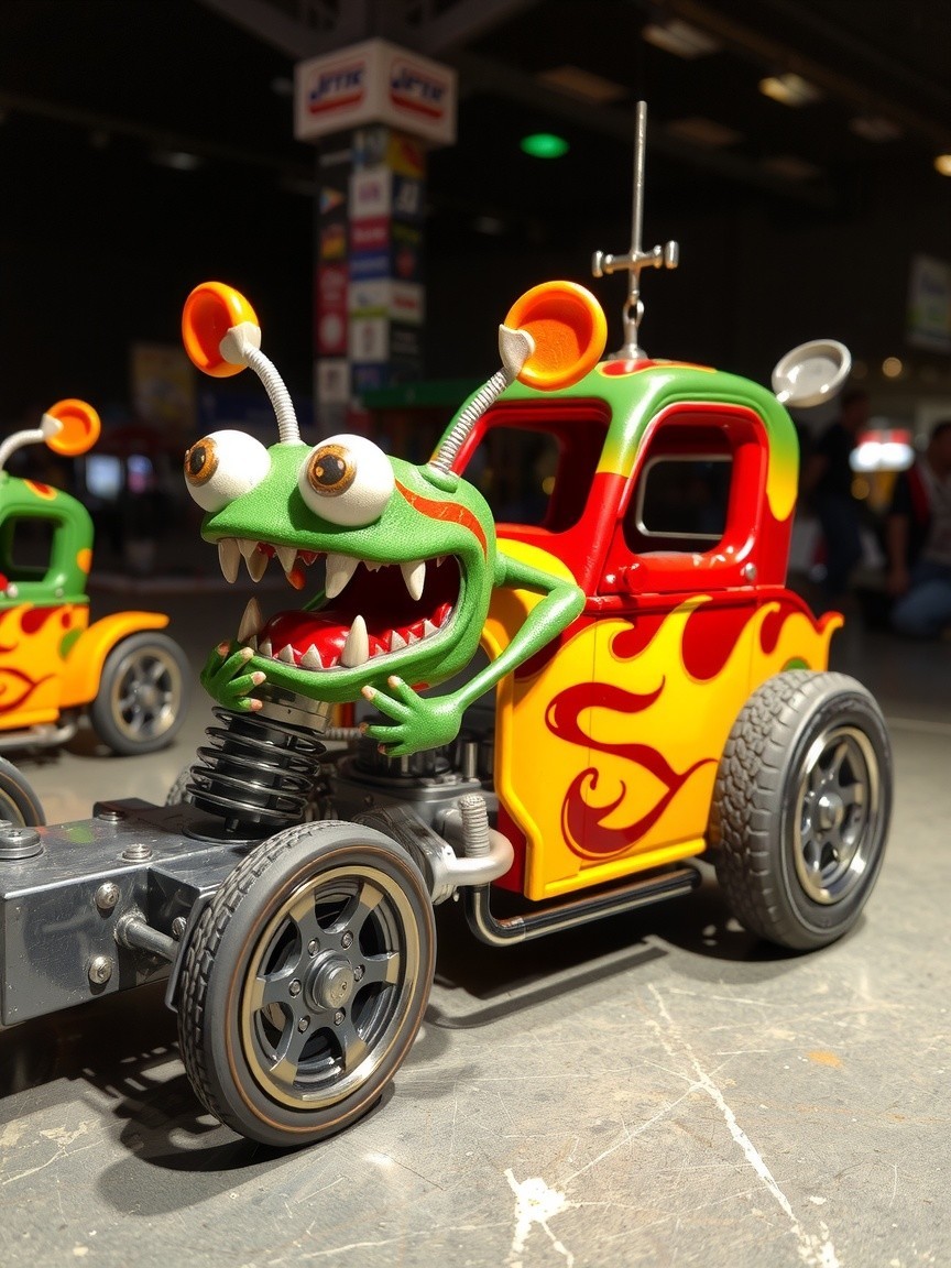 Colorful Toy Truck with Vibrant Flames and Character