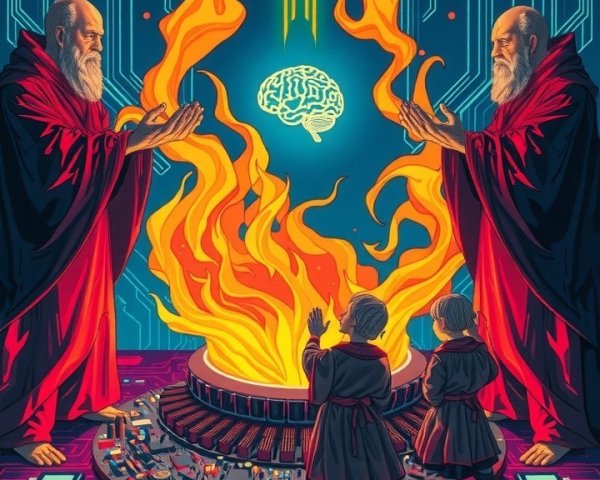 Futuristic Scene of Wisdom and Technology Fusion