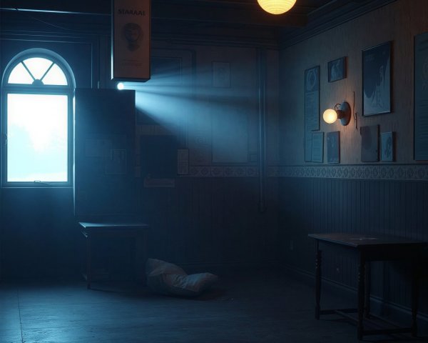 Old Room with High Ceiling and Dim Lighting