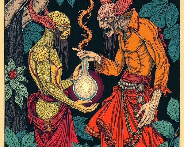 Fantastical Beings in Enchanted Greenery Exchange Potion