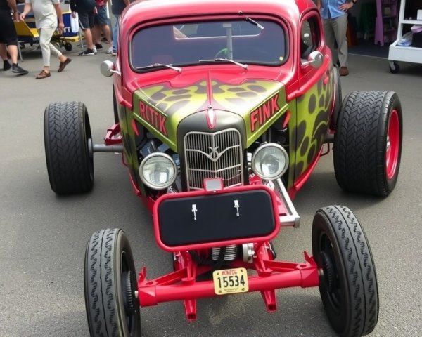 Vintage Hot Rod Car with Camouflage Paint Job