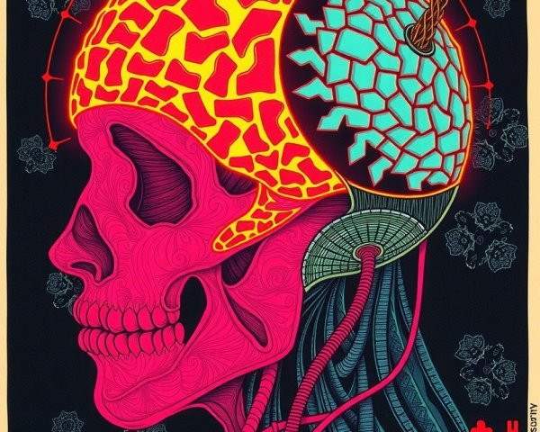 Stylized Skull with Intricate Patterns and Textures