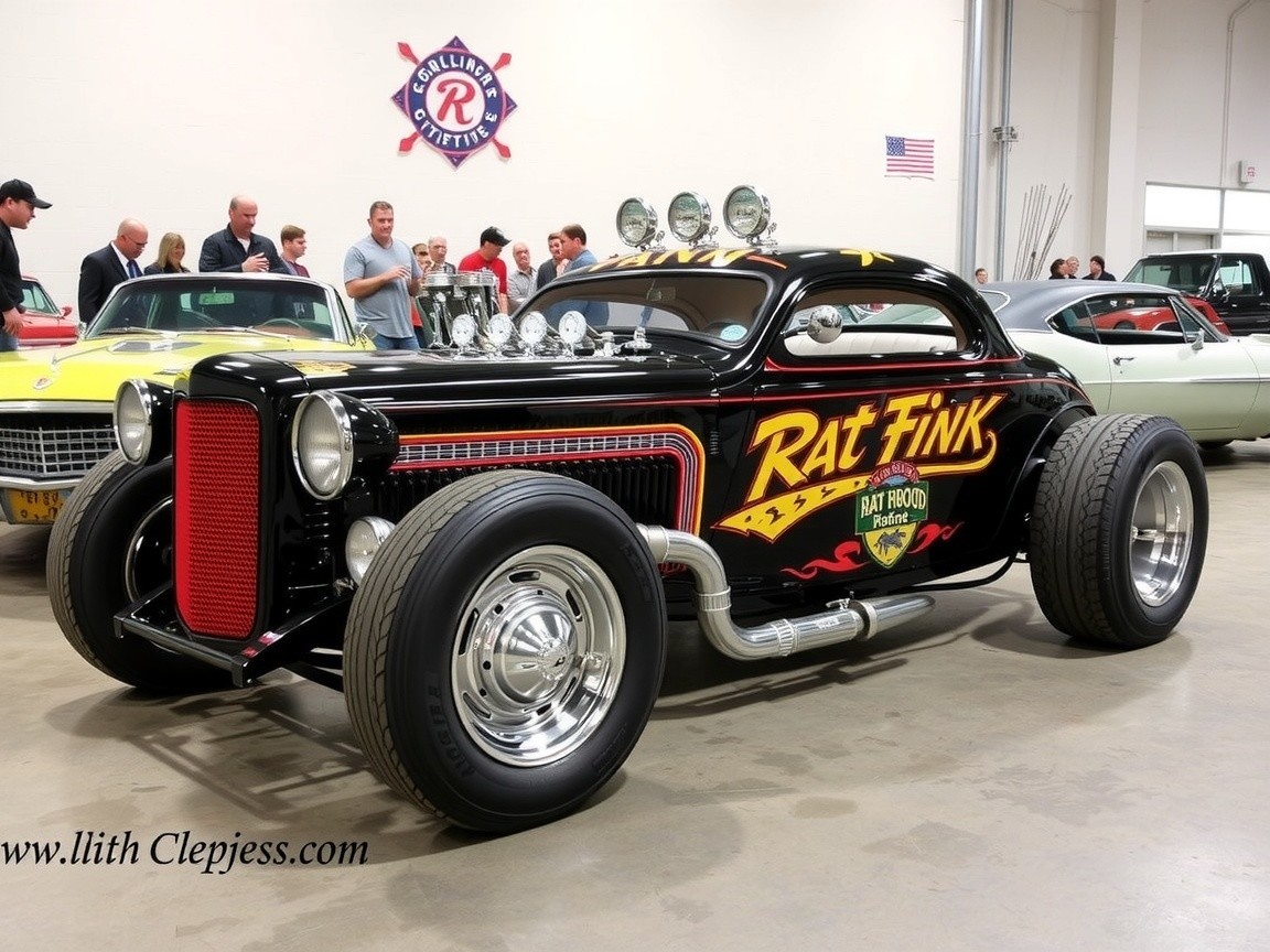 Custom Hot Rod with Glossy Black Body and Graphics