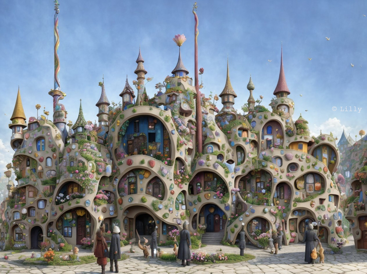 Whimsical Fairy-Tale Village with Colorful Architecture