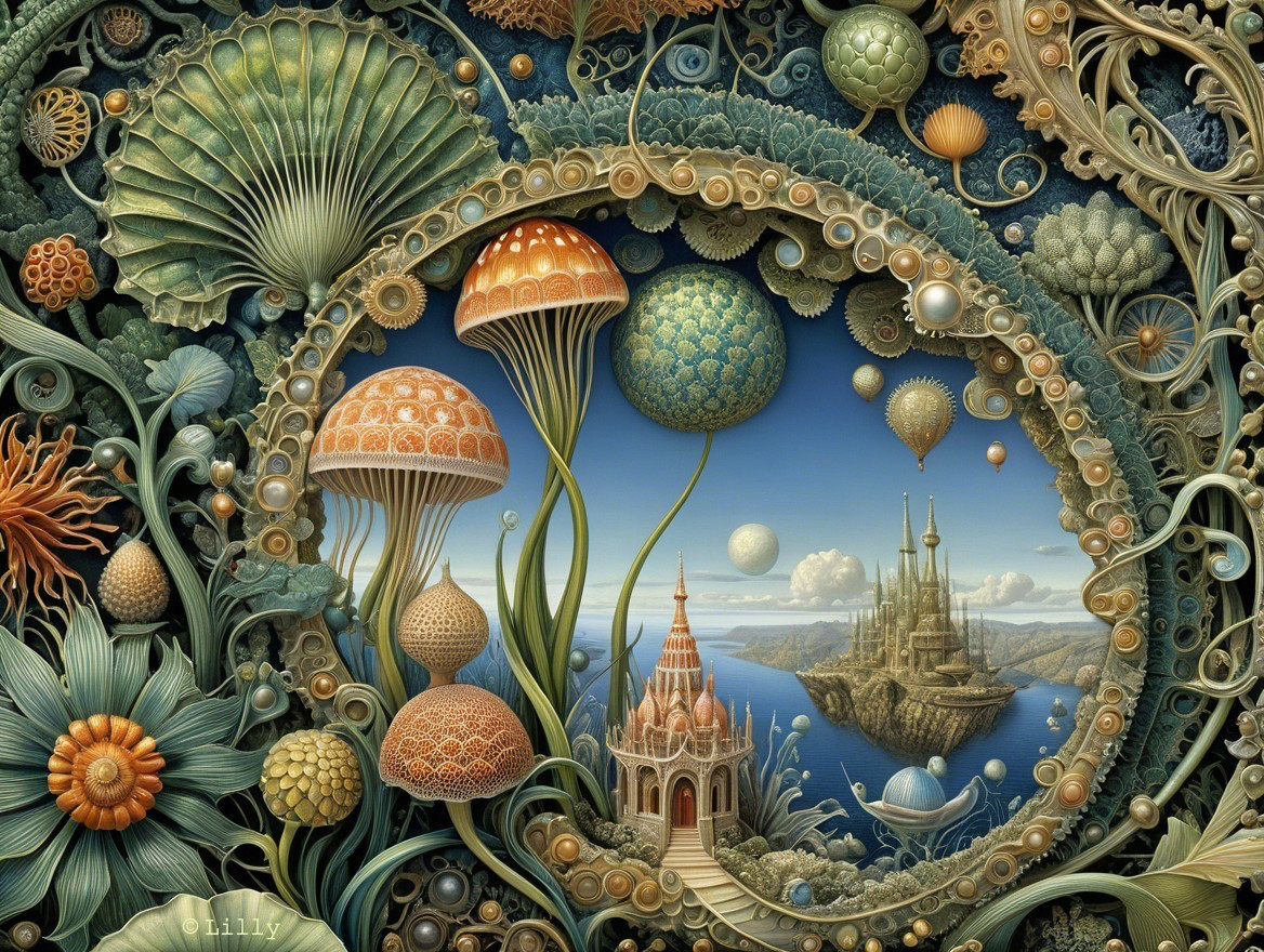Vibrant Underwater Scene with Marine Life and Castle
