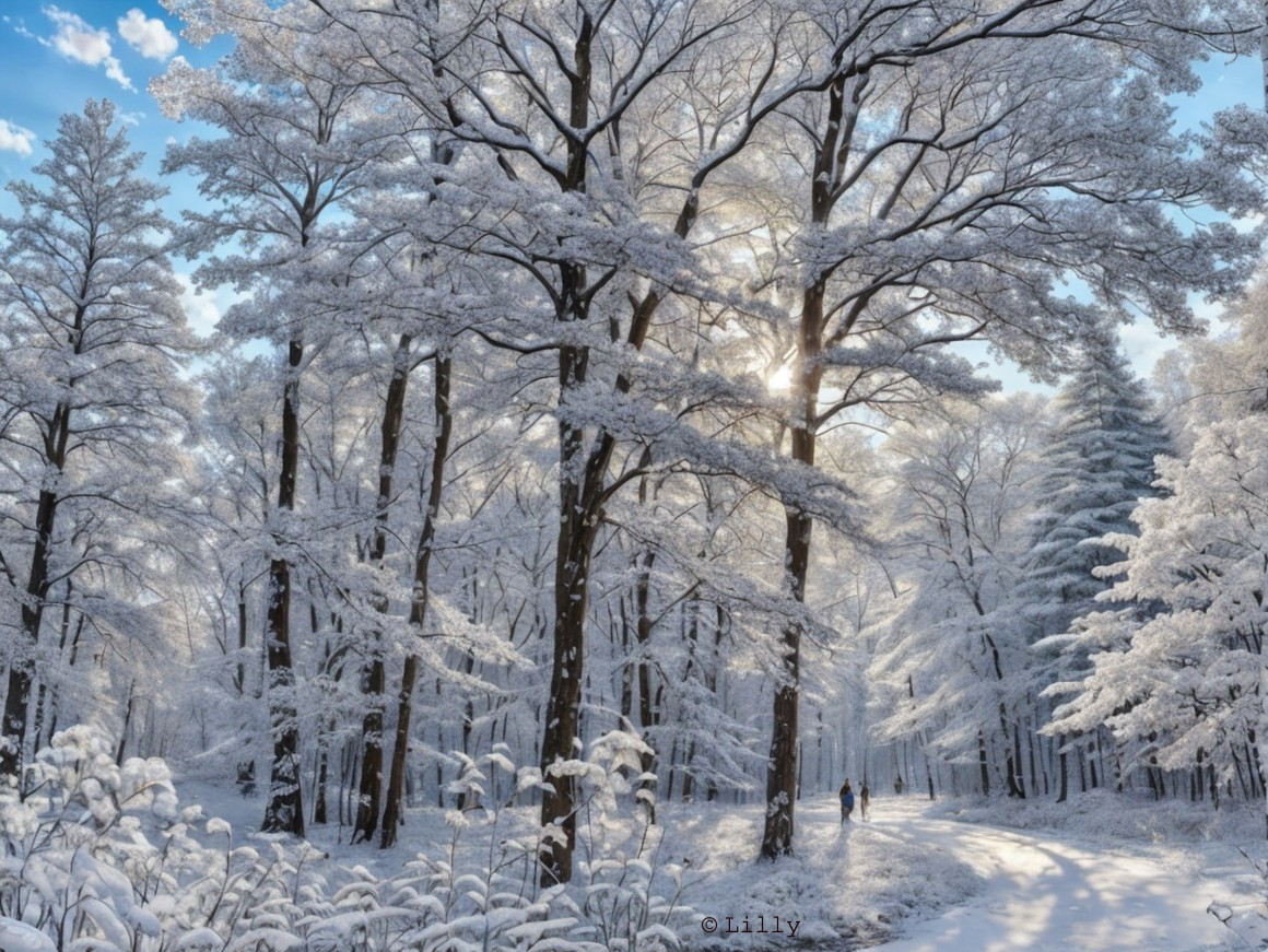 Serene Winter Landscape with Snow-Covered Trees