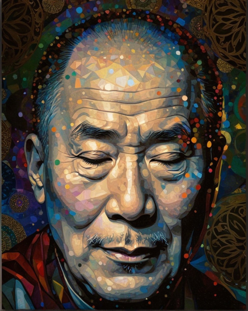 Geometric Portrait of an Elderly Man in Colorful Tones