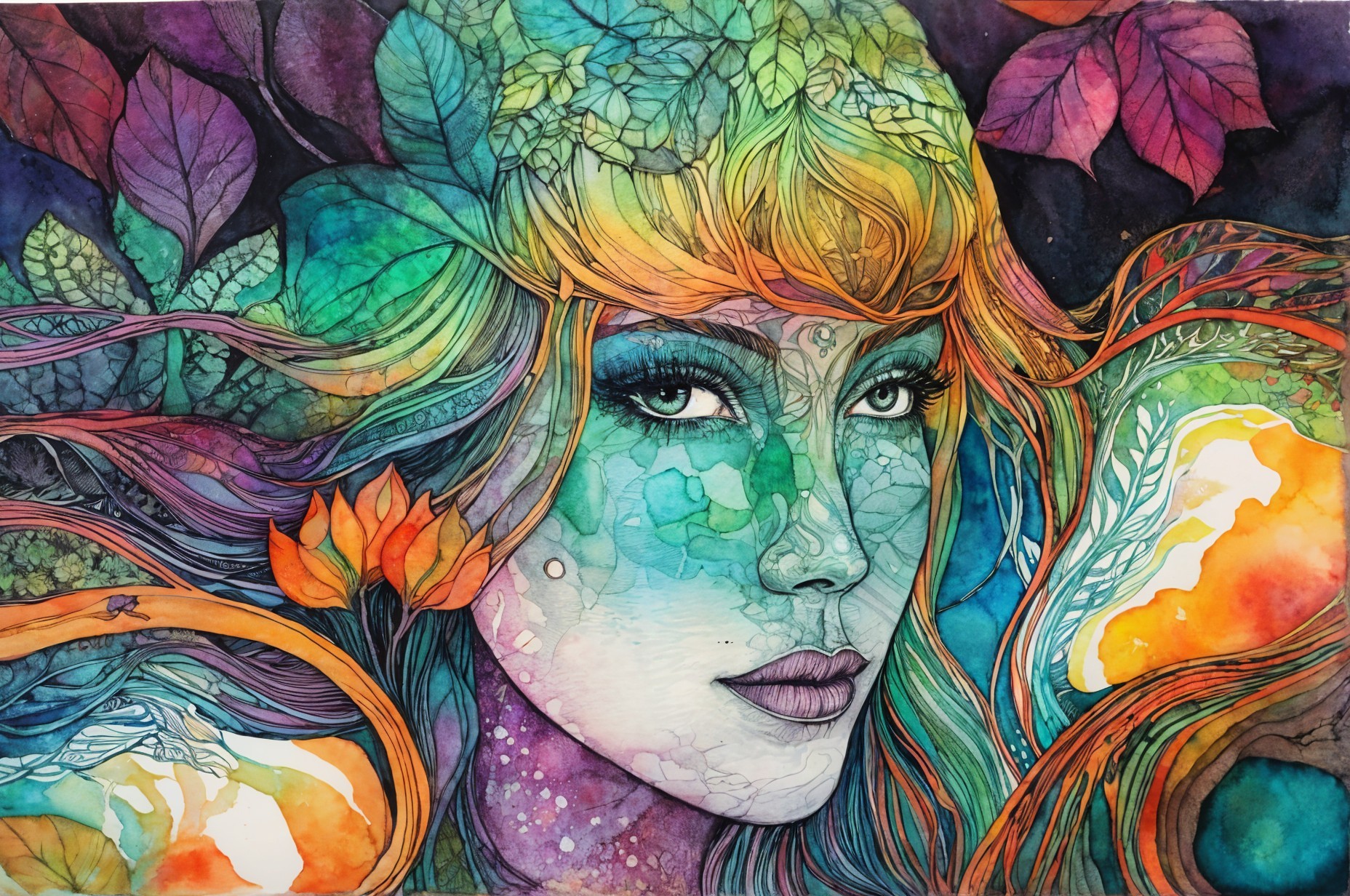 Mystical Woman with Nature-Inspired Features