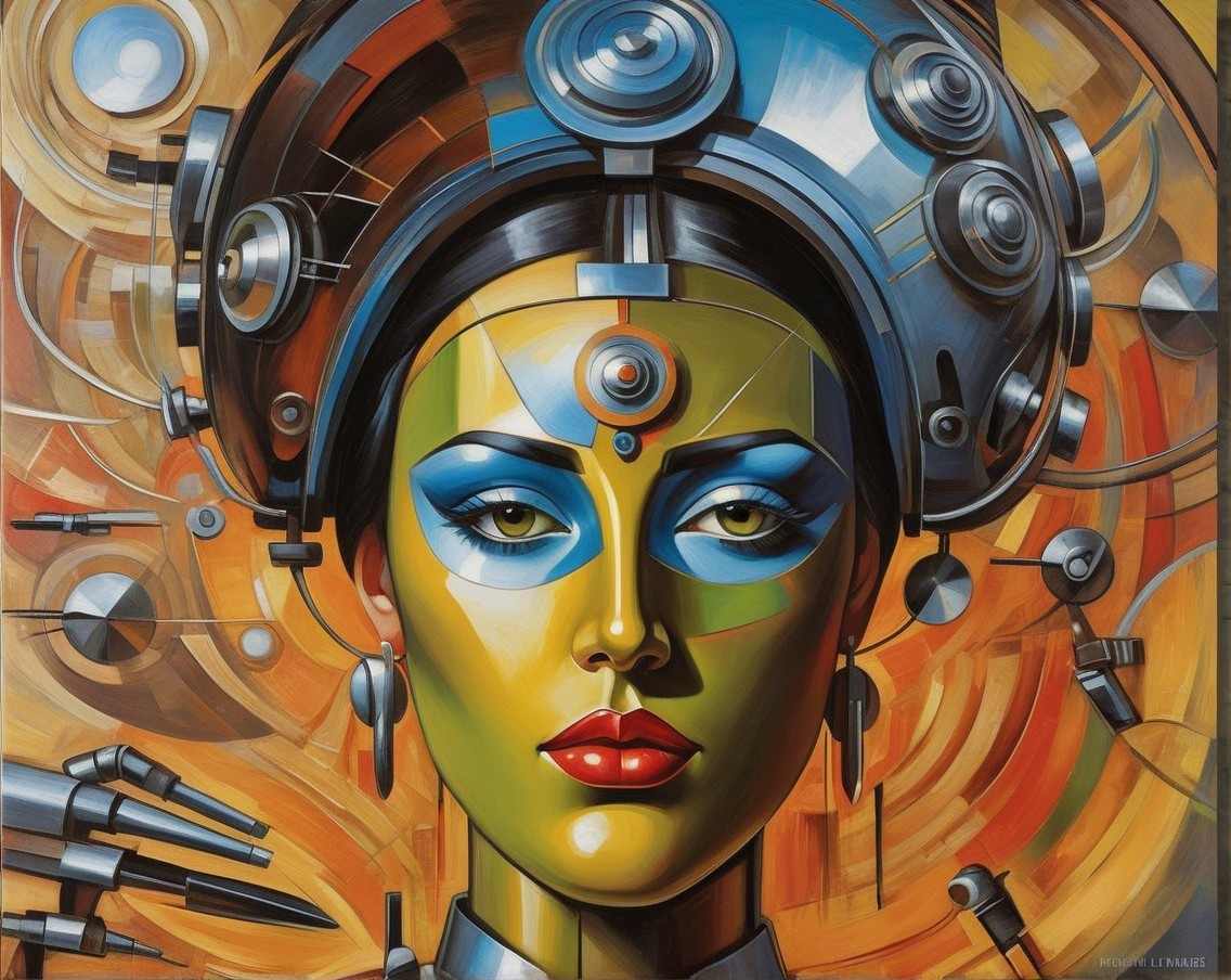 Abstract Portrait of a Woman with Futuristic Elements