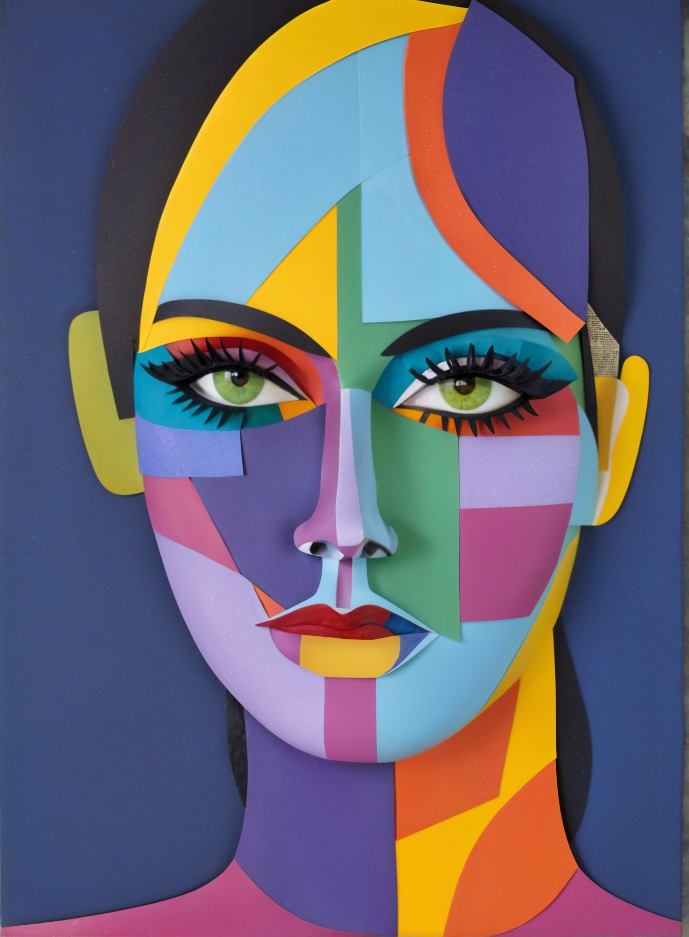 Vibrant Abstract Portrait of a Woman in Bold Colors