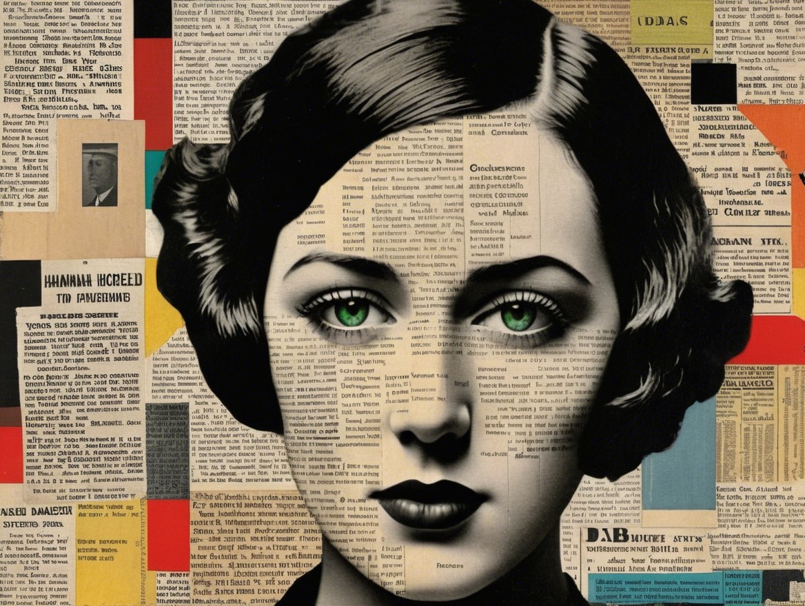 Portrait of a Woman with Collage and Vintage Aesthetic