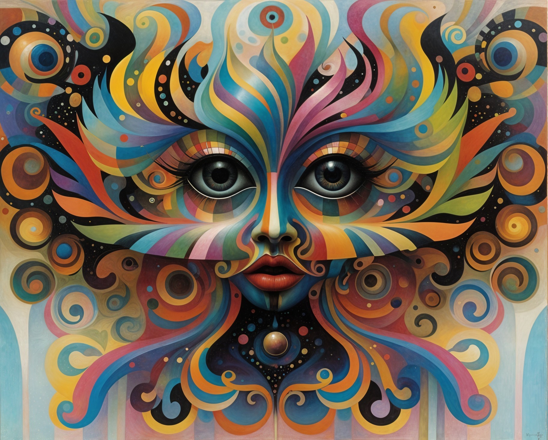 Vibrant Abstract Face with Dynamic Color Swirls