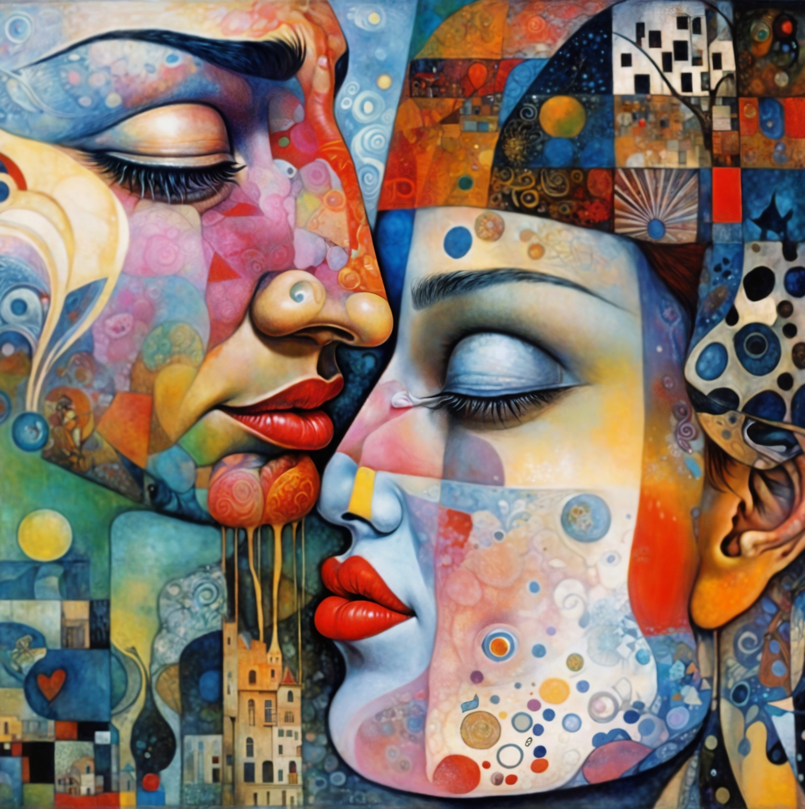 Abstract Artwork of Two Emotionally Expressive Faces