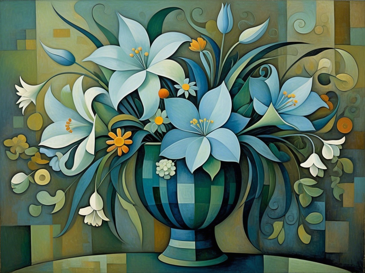 Vibrant Floral Arrangement in Turquoise Striped Vase