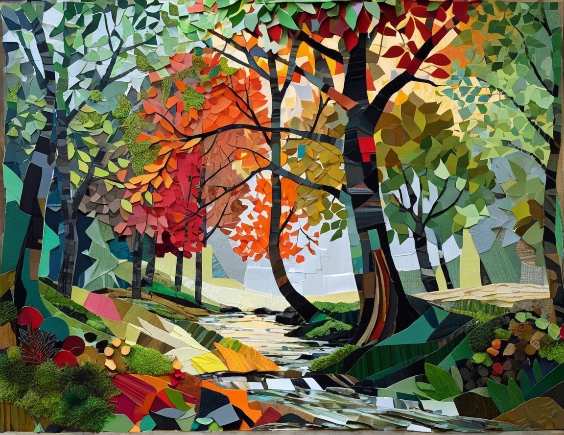 Vibrant Collage of Serene Autumn Forest Scene