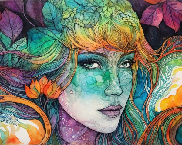 Mystical Woman with Nature-Inspired Features