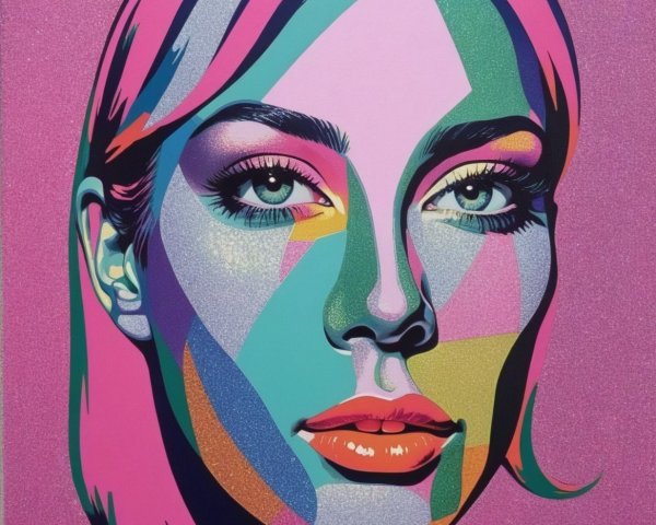 Vibrant Abstract Portrait of a Female Face in Colorful Shapes