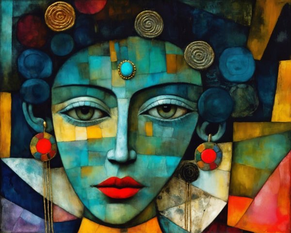 Abstract Portrait of a Woman with Bold Colors