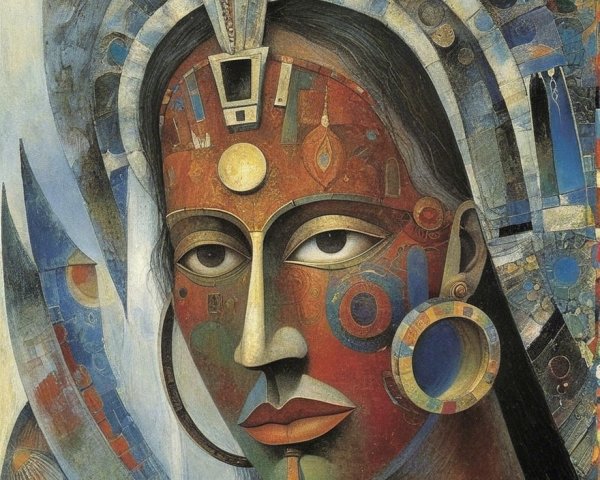 Portrait of a Woman with Intricate Patterns and Colors