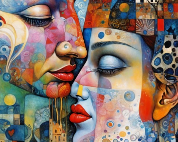Abstract Artwork of Two Emotionally Expressive Faces