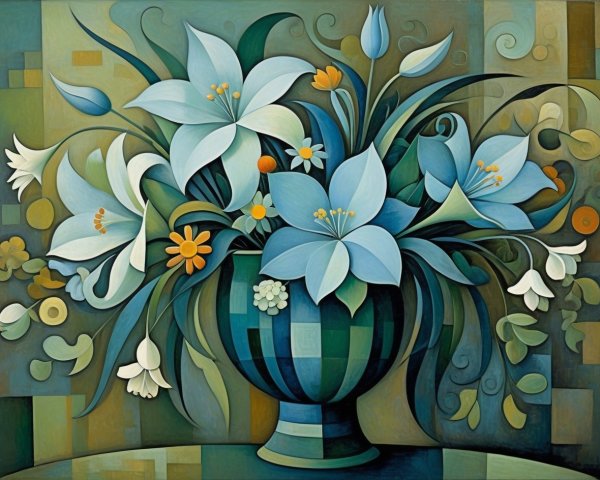 Vibrant Floral Arrangement in Turquoise Striped Vase