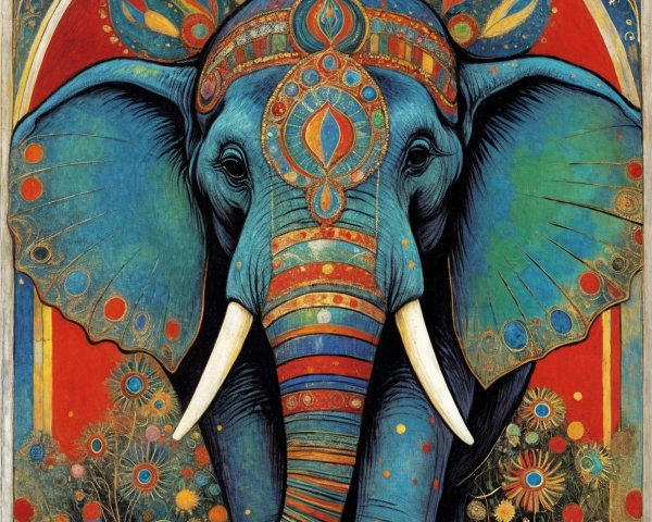 Vibrant Elephant Design with Colorful Patterns