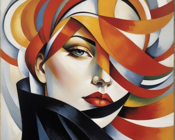 Stylized Female Portrait with Bold Lines and Colors