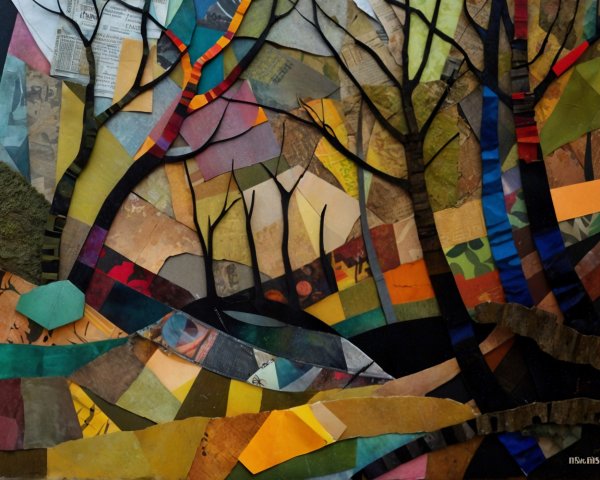 Vibrant Abstract Landscape with Textured Materials