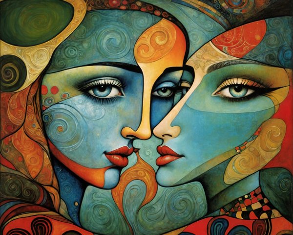 Stylized Faces of Women with Intricate Patterns