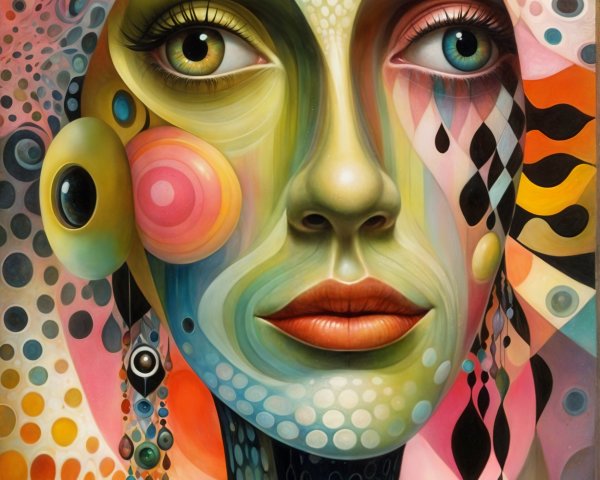 Abstract Portrait of a Woman with Vibrant Colors