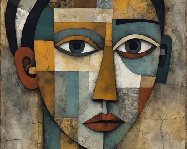 Stylized Geometric Portrait with Bold Colors and Texture