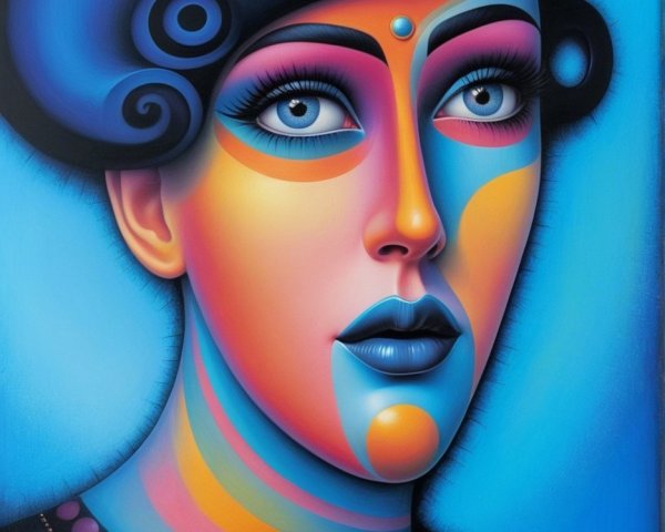 Stylized Portrait of a Woman with Bold Colors