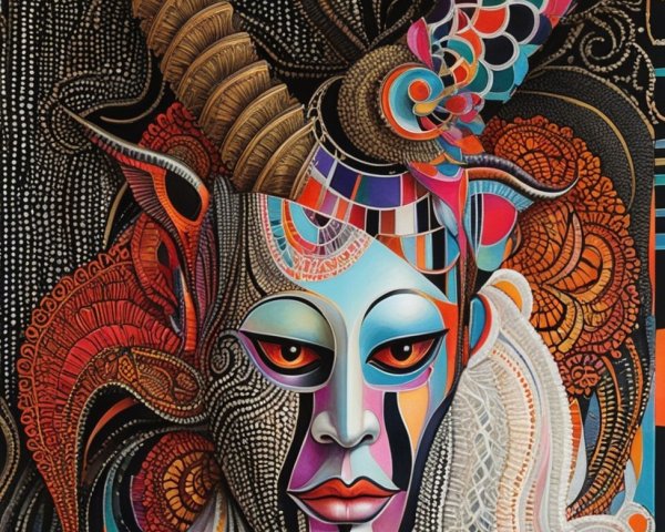Vibrant Abstract Portrait with Colorful Patterns