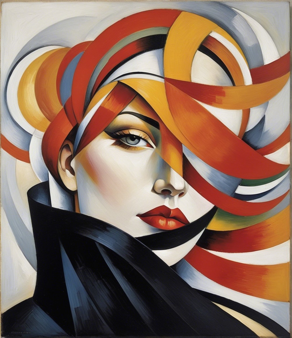 Stylized Female Portrait with Bold Lines and Colors