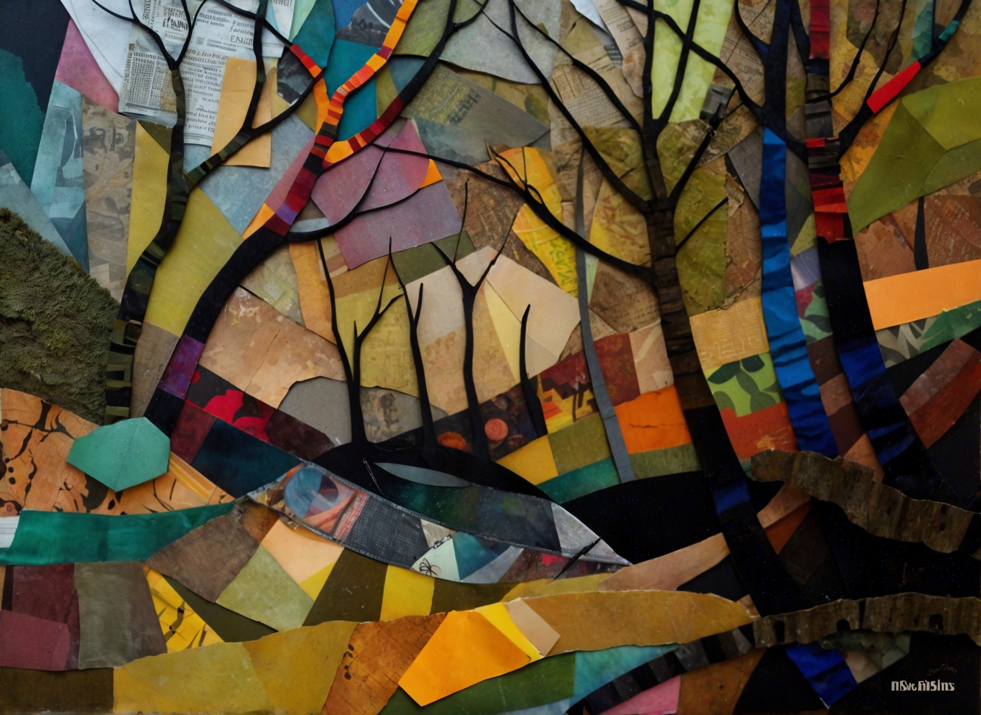 Vibrant Abstract Landscape with Textured Materials