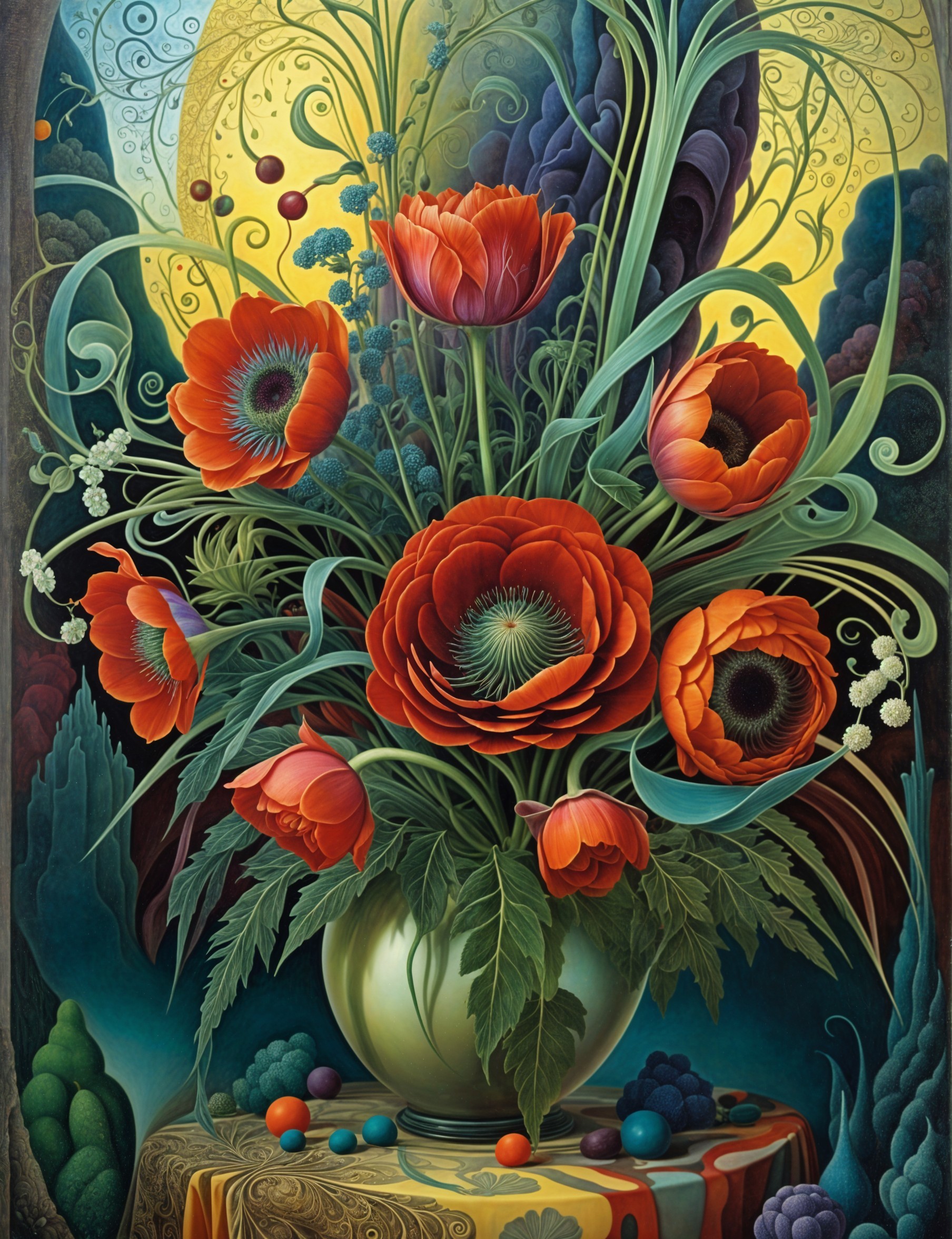 Vibrant Still Life of Red Poppies in a Vase
