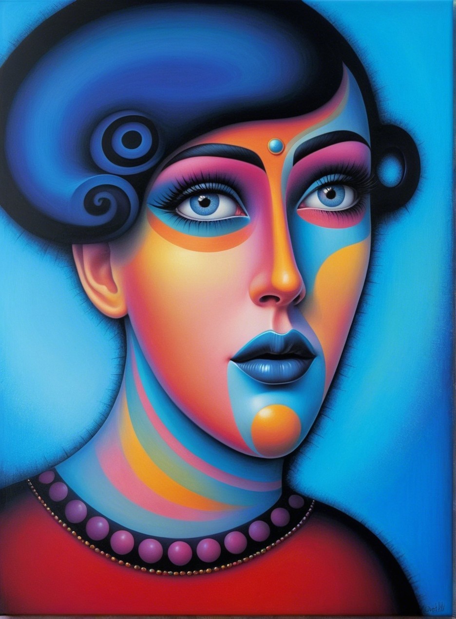 Stylized Portrait of a Woman with Bold Colors