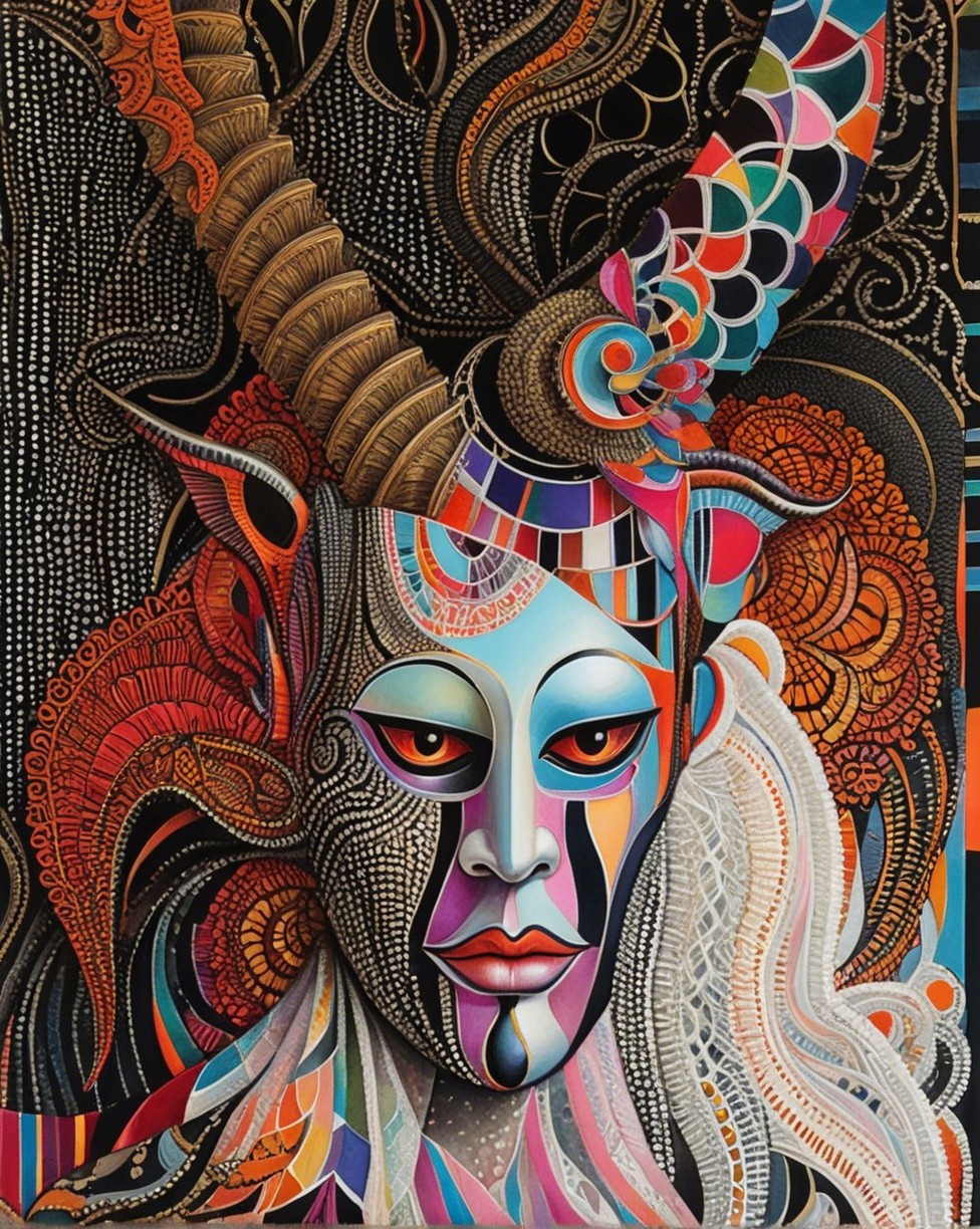 Vibrant Abstract Portrait with Colorful Patterns