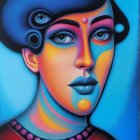 Stylized Portrait of a Woman with Bold Colors