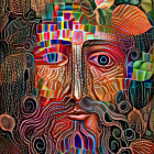 Vibrant Face Artwork with Nature-Inspired Patterns