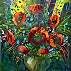 Vibrant Still Life of Red Poppies in a Vase