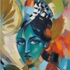 Vibrant Portrait of a Woman with Turquoise Skin