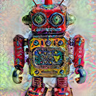 Vintage Robot with Colorful Gears and Retro Design