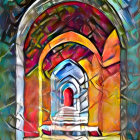 Colorful Artwork of Arched Pathways and Depth Effects