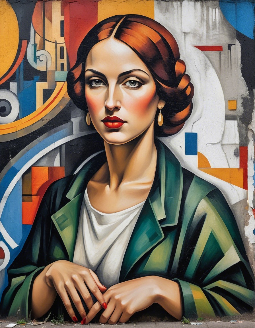 Vibrant Mural of Woman with Bold Features and Colors