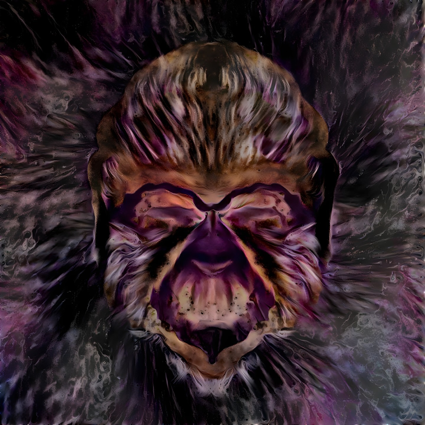 Abstract Gorillas Face with Vibrant Colors and Textures