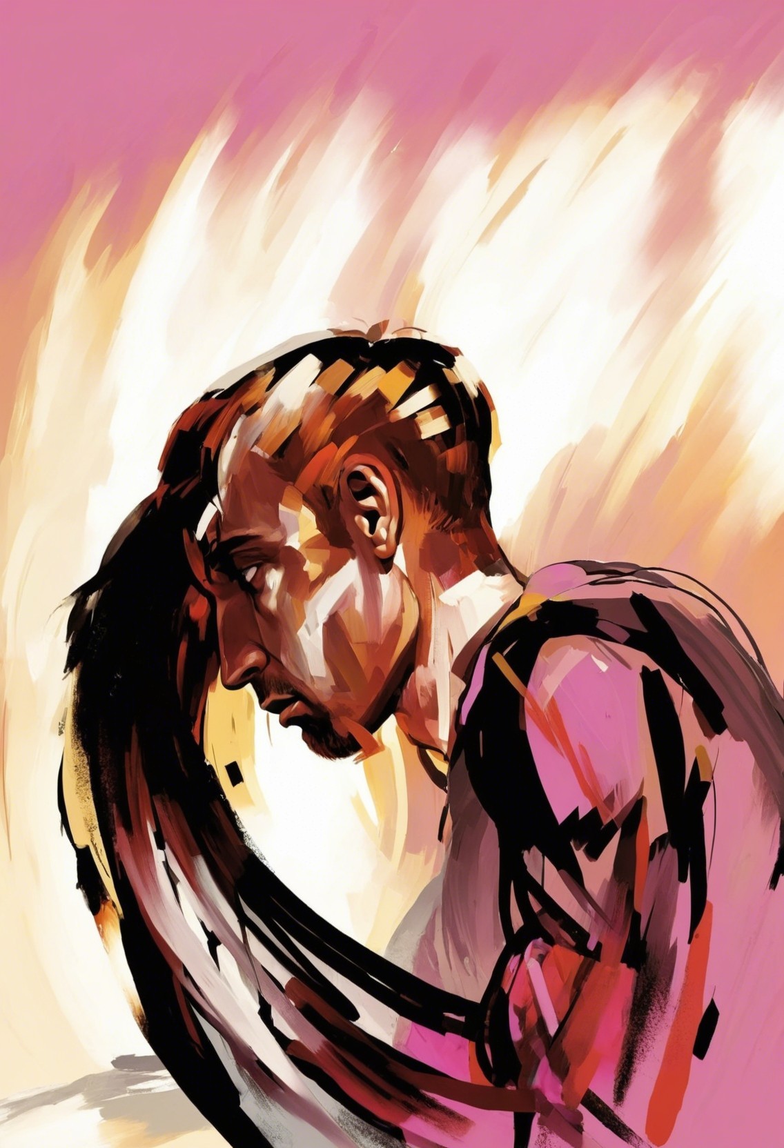 Abstract Portrait of a Contemplative Man in Profile