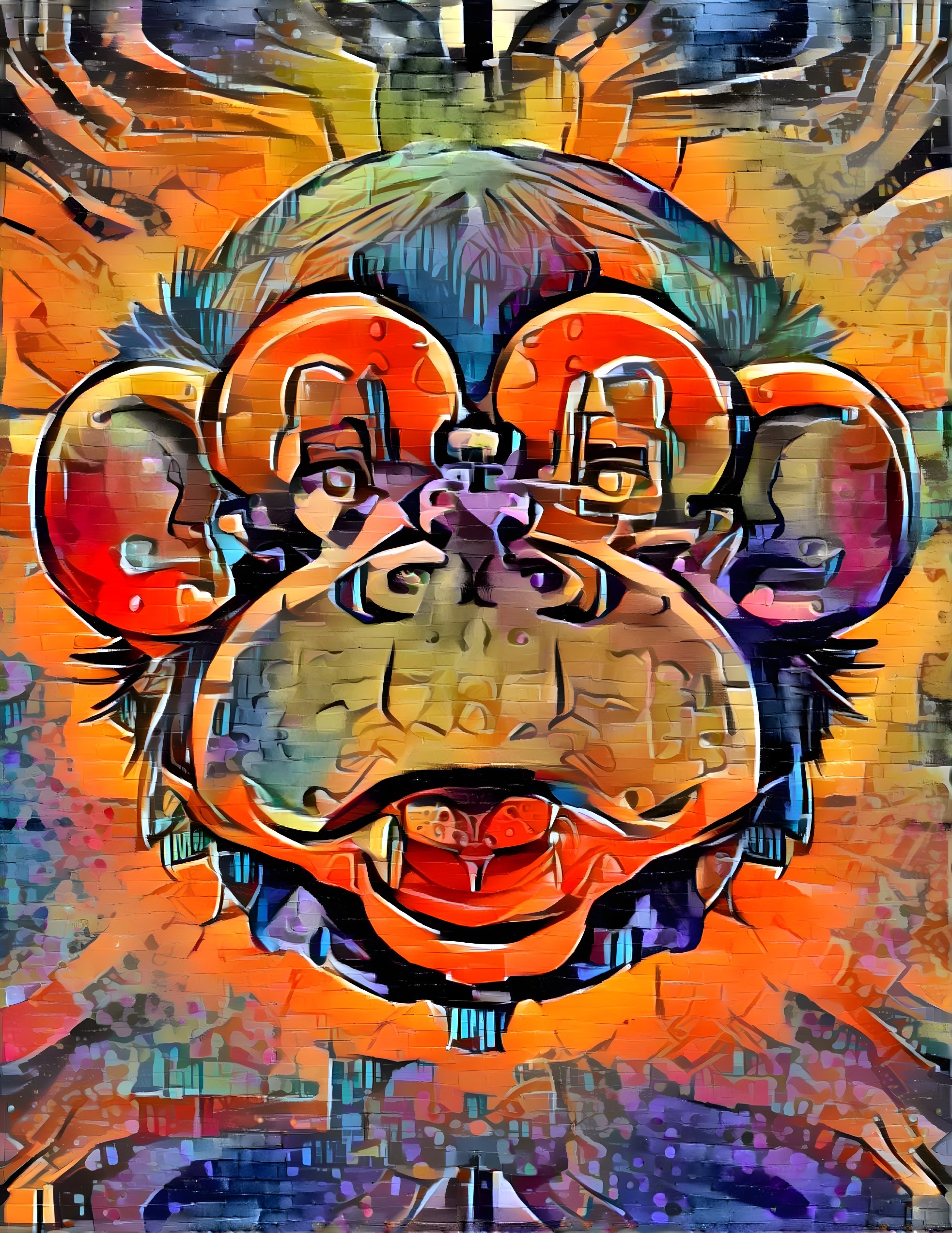 Vibrant Abstract Monkey Face with Rich Colors
