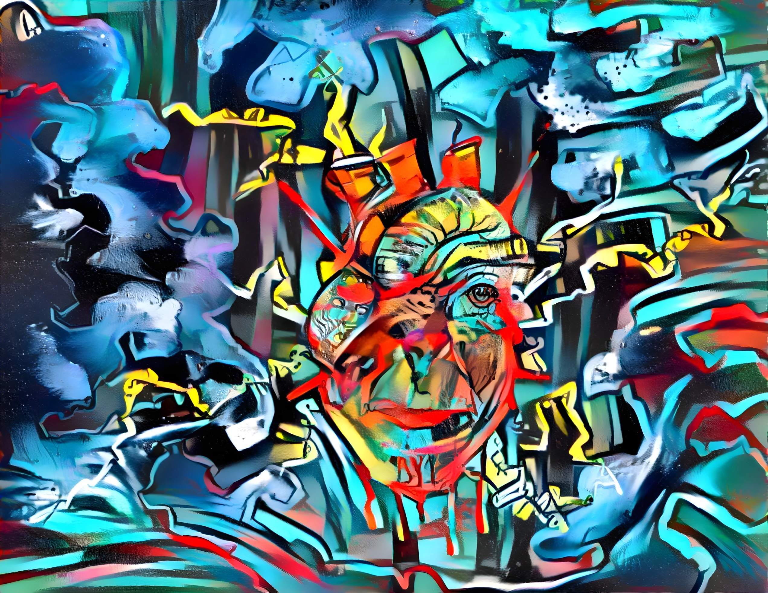 Fragmented Abstract Portrait with Vibrant Colors