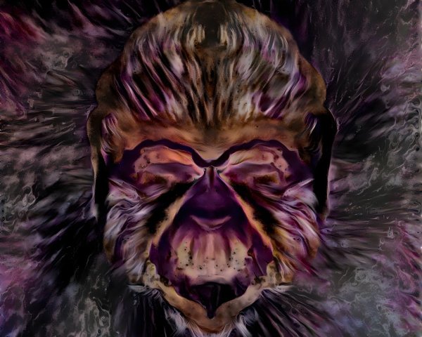 Abstract Gorillas Face with Vibrant Colors and Textures